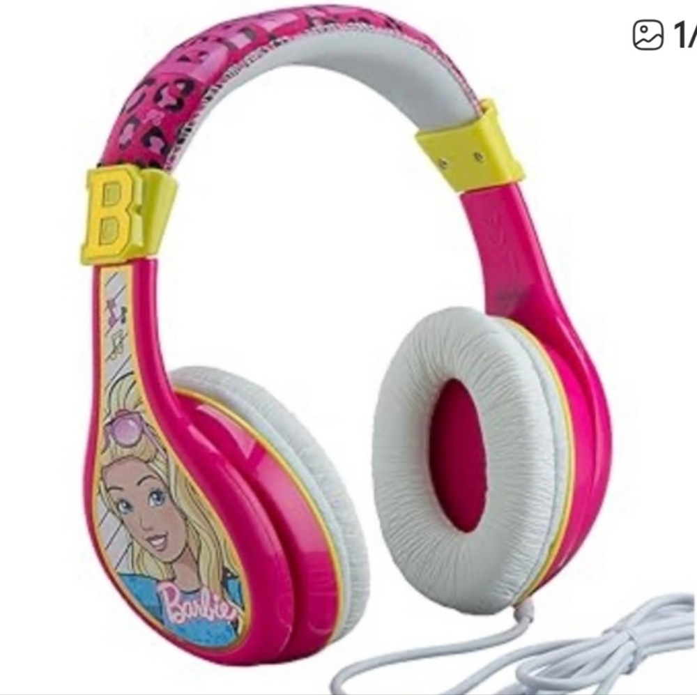 Barbie Pink and White Kids Wired Headphones NIB - Picture 9 of 9